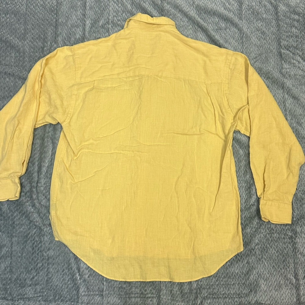 Johnny Walker Mens M 100% Linen Long‎ Sleeve Shirt Button Down Yellow Easter - Picture 9 of 9